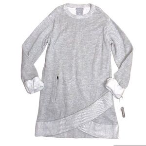 TAHARI Girls Gray Knit Asymmetrical Tunic Sweater